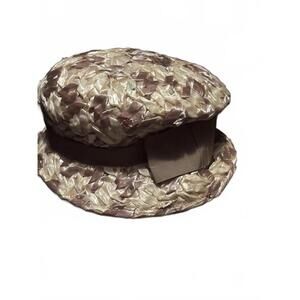 Fanciful Vintage Woven Patterned Womens Hat with Ribbon Accent